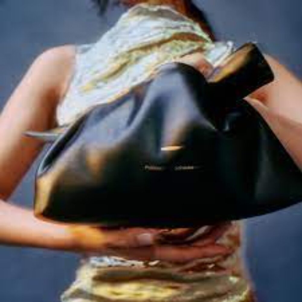 Proenza Schouler Black Leather Clutch with Light Blue Accent - Picture 8 of 12